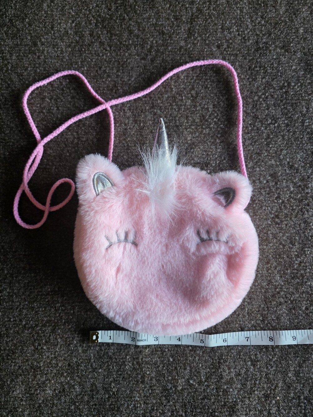 Pink Faux Fur Unicorn Crossbody Purse Girls Novelty Kawaii Bag For Kids